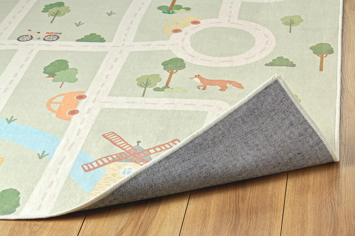 KINDERTEPPICH 120/120 cm LIVING ECOVIA  - Pastellblau/Salbeigrün, Trend, Kunststoff/Textil (120/120cm) - Lindorug
