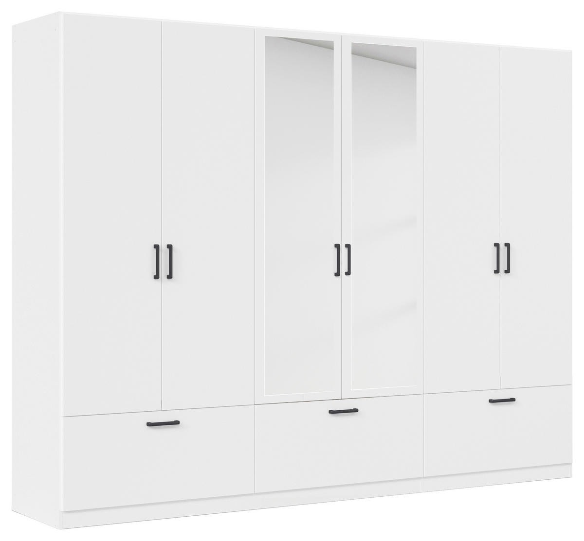 KLEIDERSCHRANK 271/210/54 cm 6-türig Weiß  - Weiß/Grau, Basics, Holzwerkstoff/Metall (271/210/54cm) - Rauch Möbel