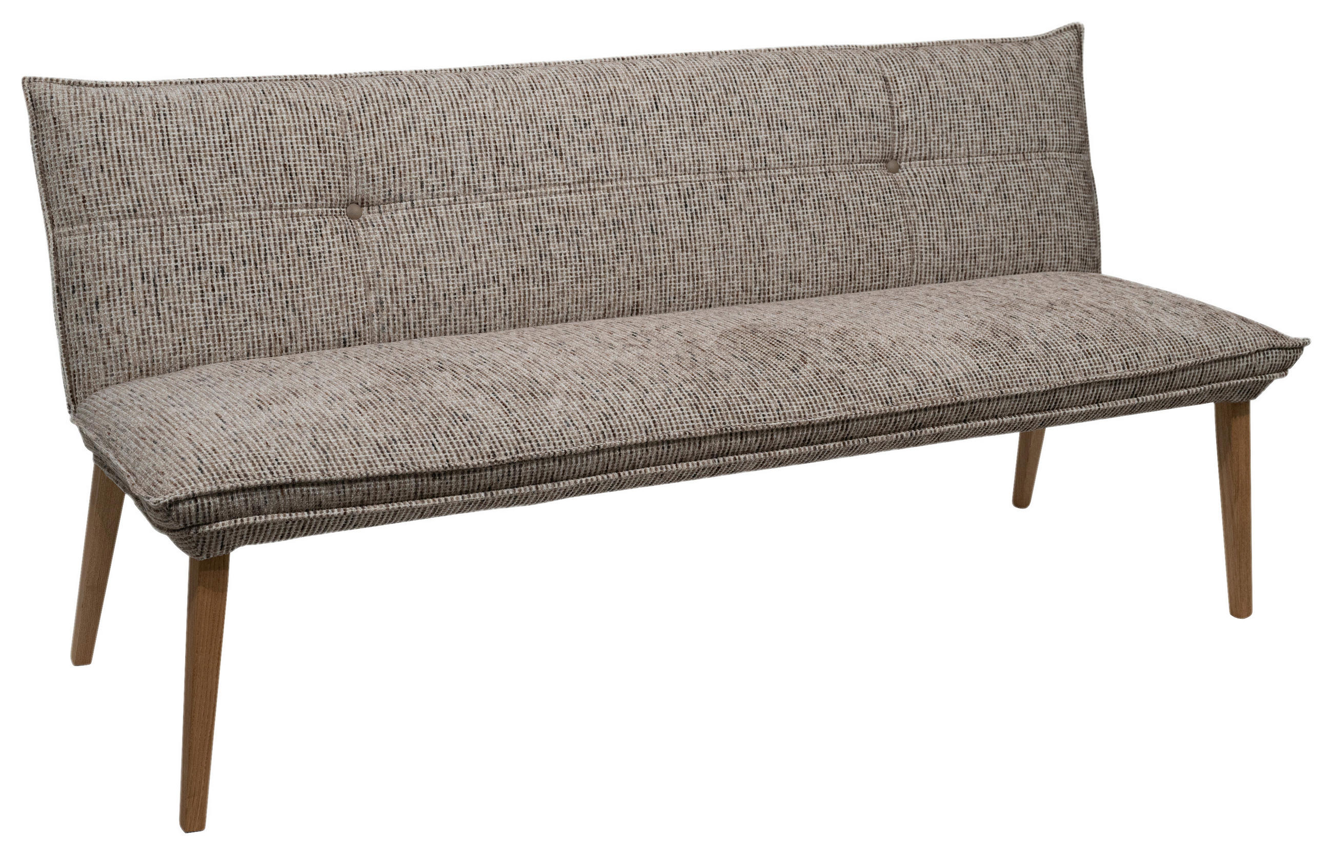 SITZBANK 179/86/65 cm Chenille Braun, Eichefarben Eiche massiv Holz  - Eichefarben/Eschefarben, KONVENTIONELL, Holz/Textil (179/86/65cm) - Voleo