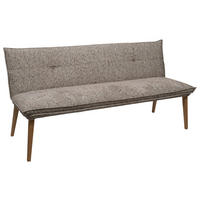 SITZBANK 179/86/65 cm Chenille Braun, Eichefarben Eiche massiv Holz  - Eichefarben/Eschefarben, KONVENTIONELL, Holz/Textil (179/86/65cm) - Voleo
