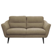2-SITZER-SOFA Webstoff Braun  - Schwarz/Braun, Design, Holz/Textil (158/87/88cm) - Livetastic