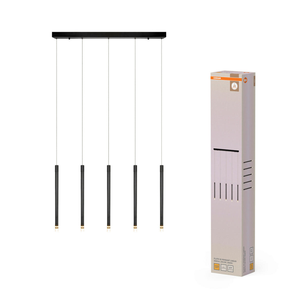 LED-PENDELLEUCHTE 85/8/150 cm  - Schwarz, Design, Kunststoff/Metall (85/8/150cm) - Osram