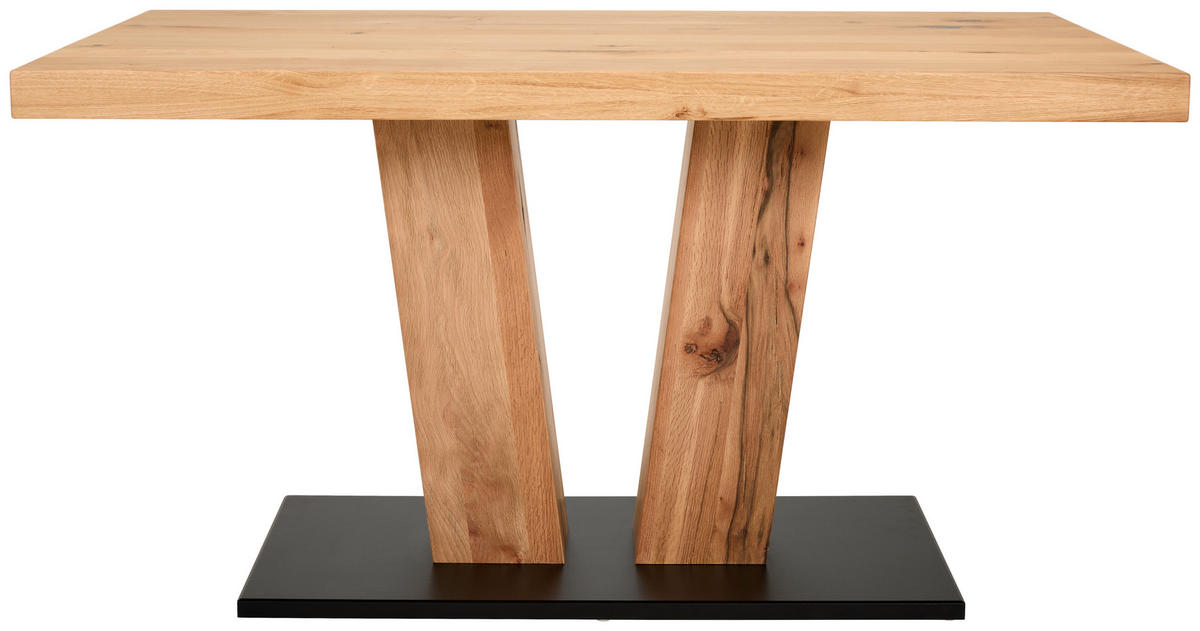 ESSTISCH Eiche massiv rechteckig Eichefarben  - Eichefarben/Schwarz, Natur, Holz/Holzwerkstoff (140/90/76cm) - Moderano