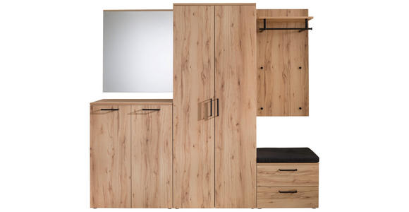 GARDEROBE 6-teilig in 220/200/38 cm - Buchefarben, KONVENTIONELL, Holzwerkstoff (220/200/38cm) - Moderano
