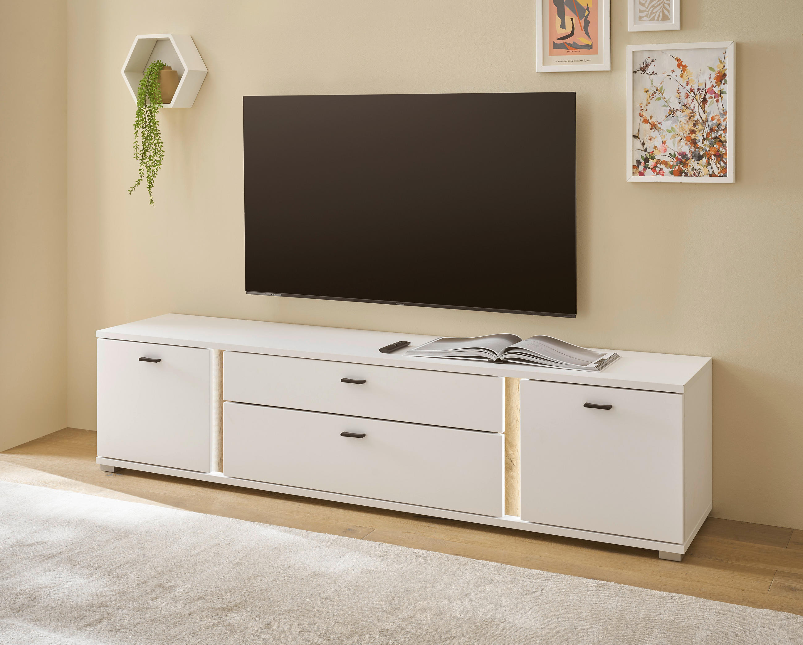 LOWBOARD  in 200/45/42 cm  - Silberfarben/Eiche Wotan, Design, Holzwerkstoff/Kunststoff (200/45/42cm) - MID.YOU