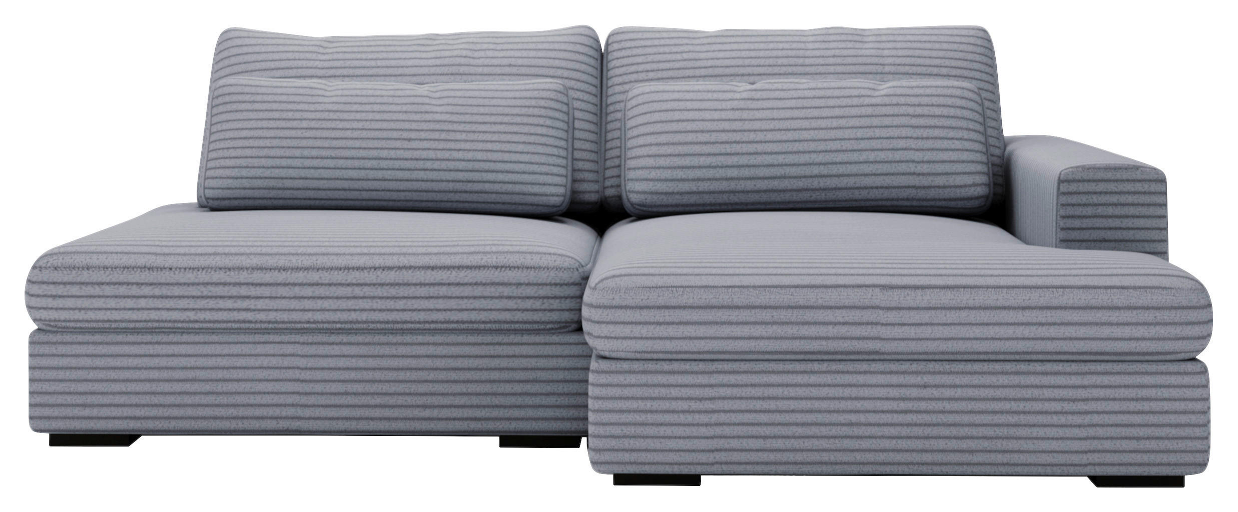 ECKSOFA Blaugrau Cord  - Blaugrau/Schwarz, Design, Kunststoff/Textil (223/158cm) - home24