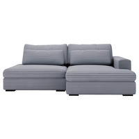 ECKSOFA in Cord Blaugrau  - Blaugrau/Schwarz, Design, Kunststoff/Textil (223/158cm) - Lomoco