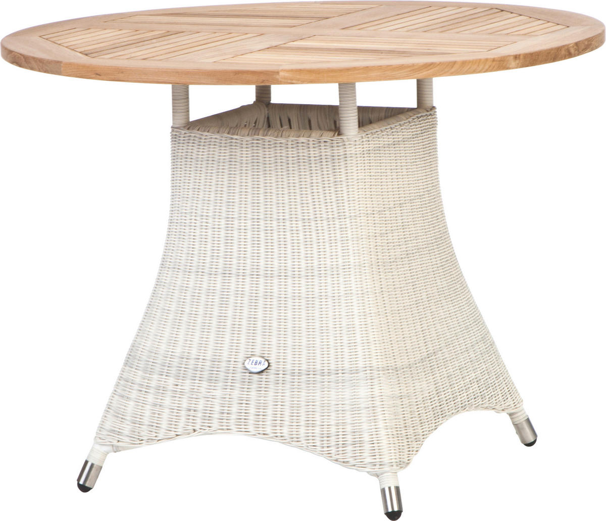 GARTENTISCH Holz, Metall, Kunststoff rund  - Alufarben/Weiß, Design, Holz/Kunststoff (100/75cm) - Zebra 