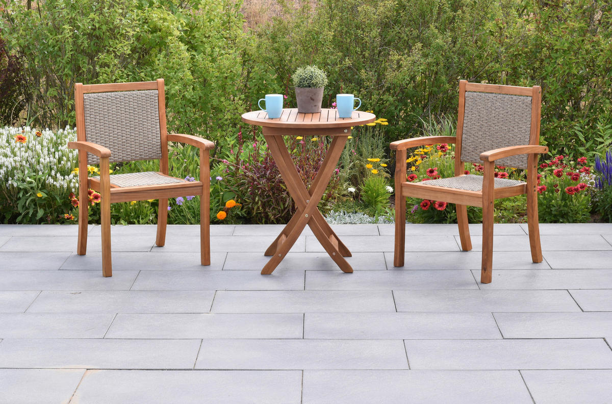 GARTENSET 3-teilig  - Naturfarben, MODERN, Holz/Kunststoff - Gardenson