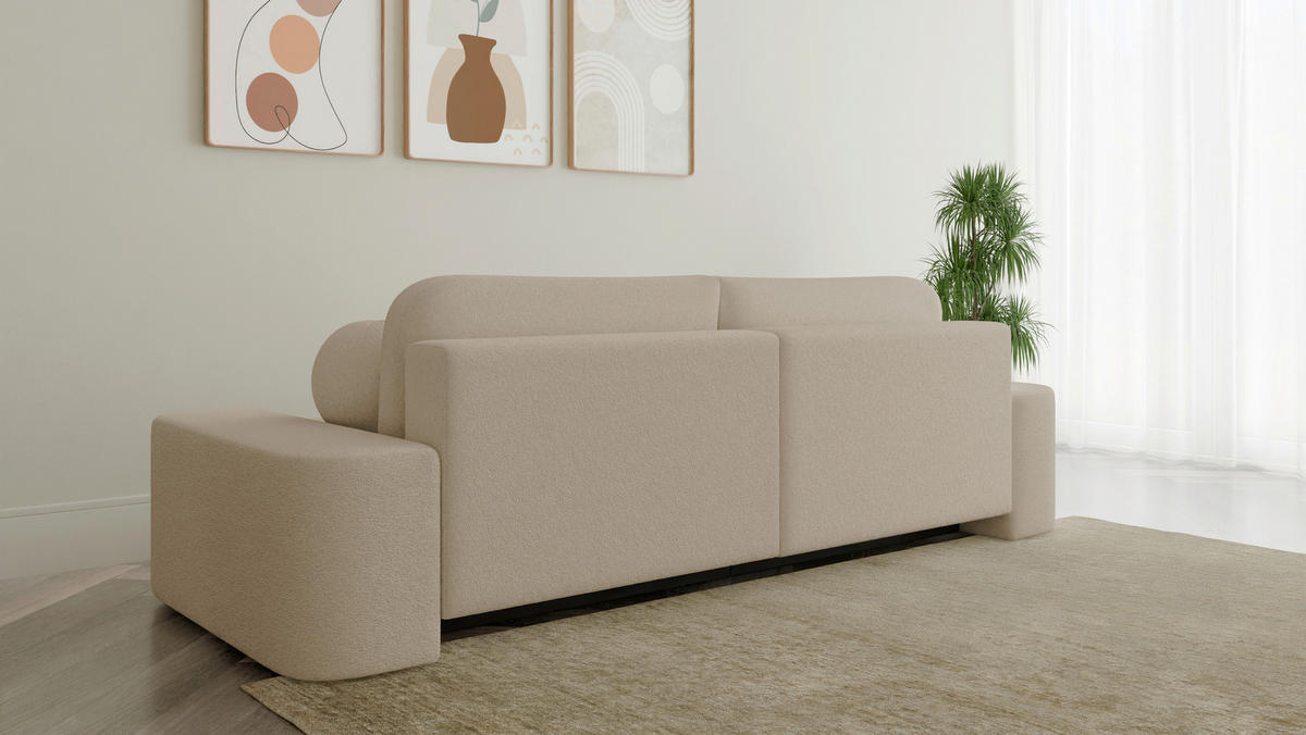 SCHLAFSOFA Bouclé Sandfarben  - Sandfarben/Schwarz, Design, Kunststoff/Textil (268/85/110cm) - MID.YOU
