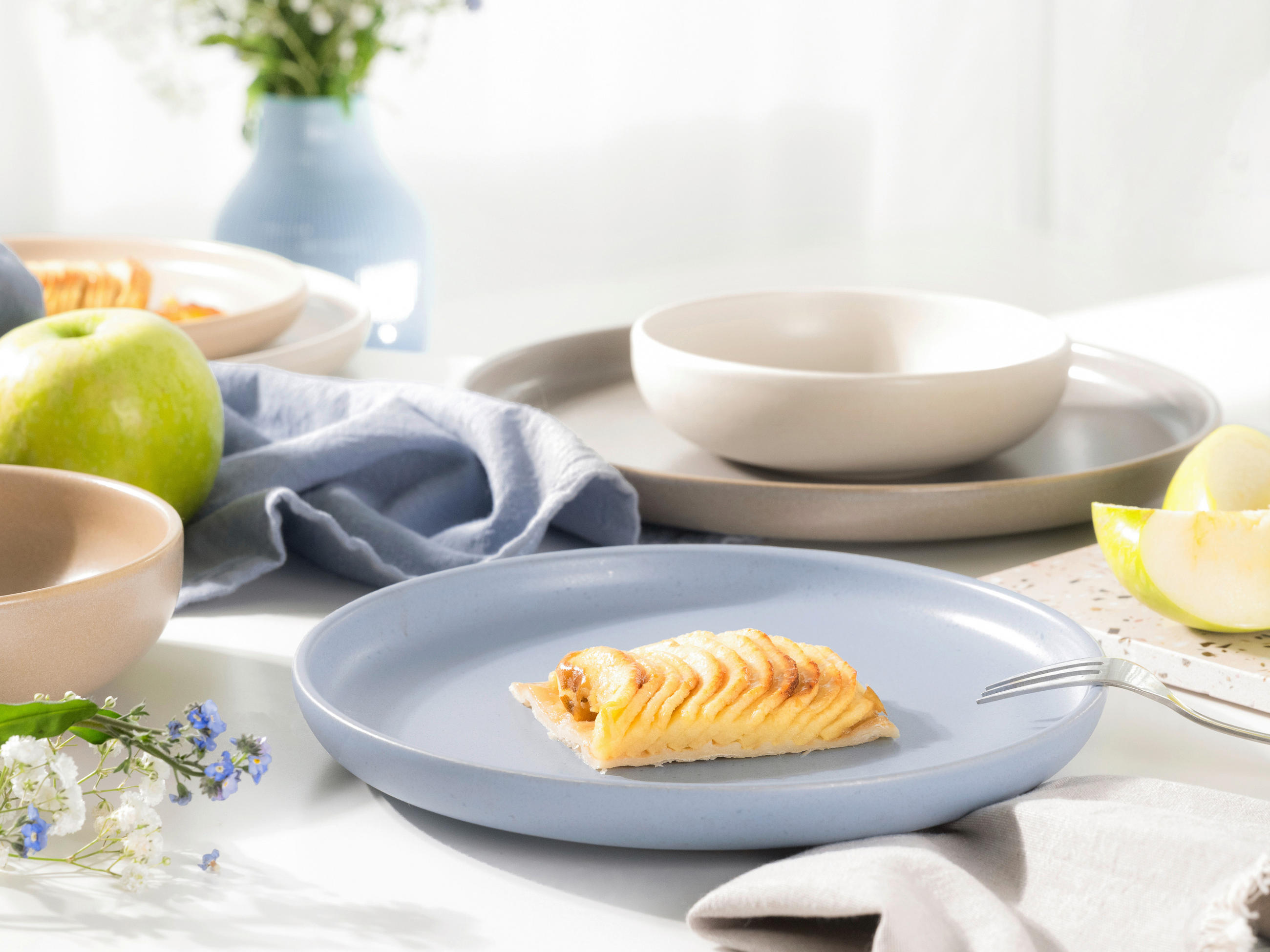 SERVIS Uno Nordic 12 delar  - sandfärgad/ljusblå, Basics, keramik - Creatable