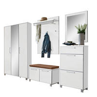GARDEROBE 6-teilig  in 245/195/40 cm  - Taupe/Weiß, Design, Glas/Holzwerkstoff (245/195/40cm)