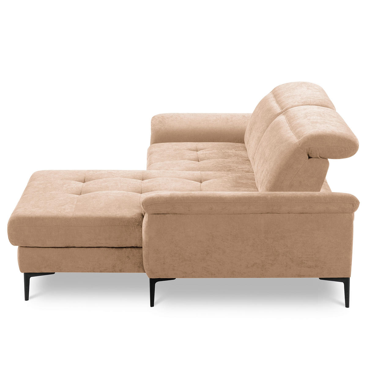 ECKSOFA  Webstoff Rotbraun  - Rotbraun/Schwarz, Design, Textil/Metall (268/195cm) - Livetastic