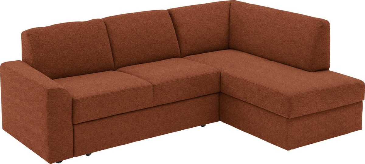 ECKSOFA in Webstoff Orange  - Schwarz/Orange, Konventionell, Kunststoff/Textil (224/165cm) - Xora