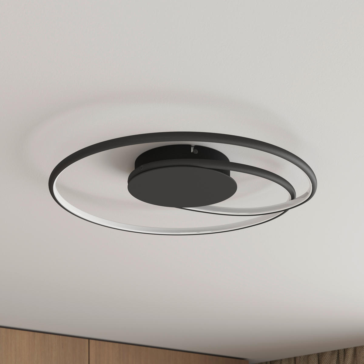 LED-DECKENLEUCHTE 45/8 cm   - Schwarz, LIFESTYLE, Kunststoff/Metall (45/8cm) - Novel