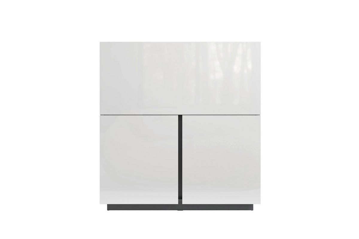 SEKRETÄR  Kabeldurchlass, Stauraum  - Weiß Hochglanz/Weiß, MODERN, Holzwerkstoff (120/127/40cm) - MID.YOU