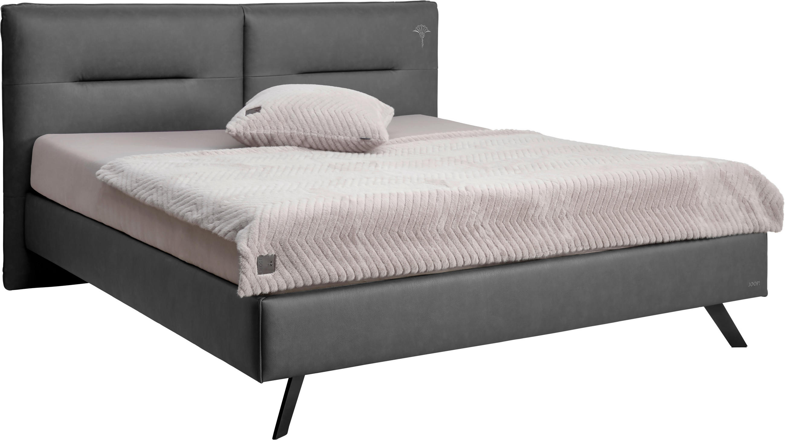 POLSTERBETT 180/200 cm  in Dunkelgrau  - Dunkelgrau/Schwarz, Design, Textil/Metall (180/200cm) - Joop!