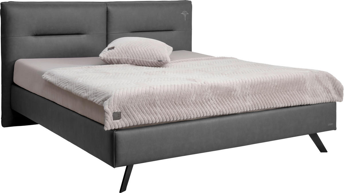 POLSTERBETT Dunkelgrau 180/200 cm  - Dunkelgrau/Schwarz, Design, Textil/Metall (180/200cm) - Joop!