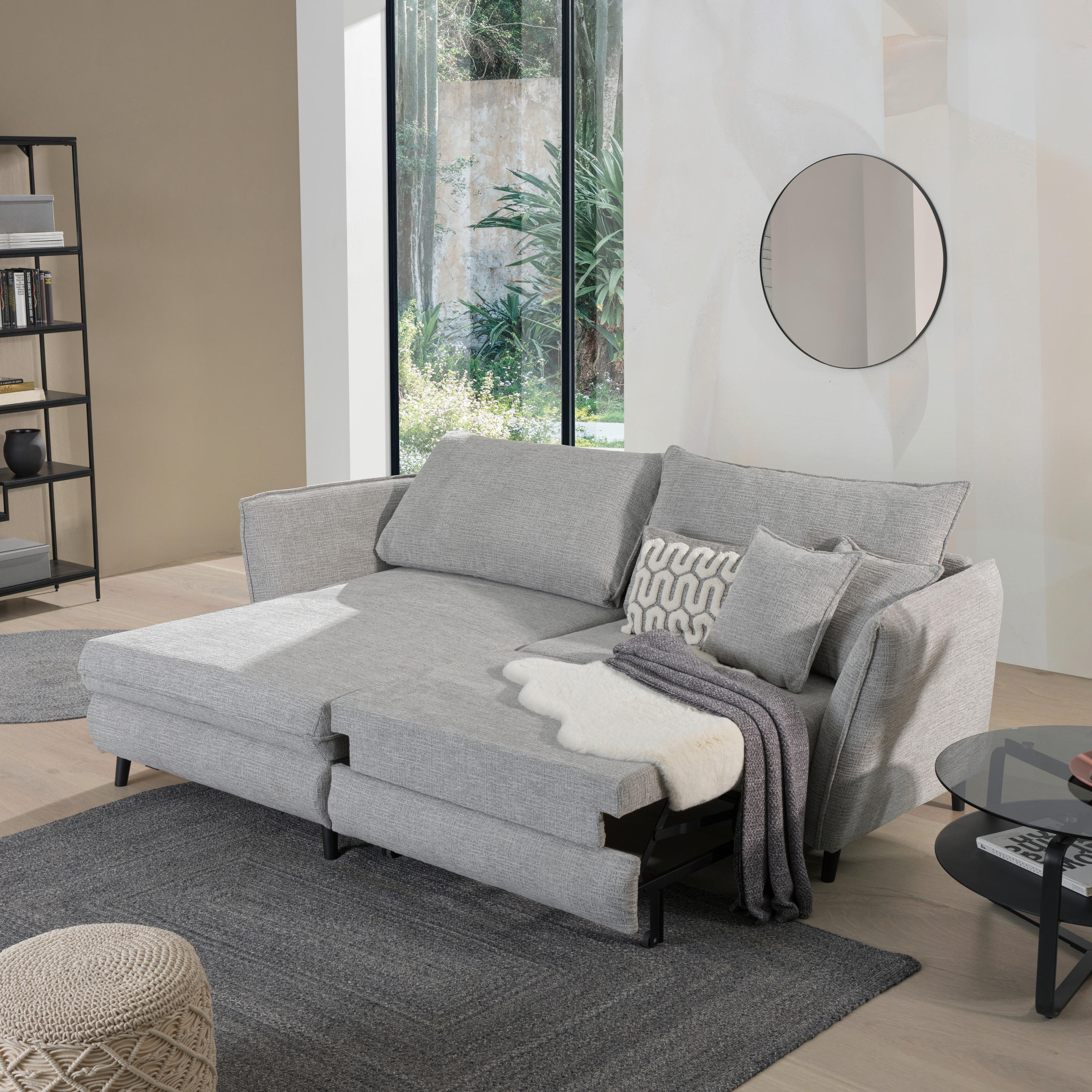 Thumbnail - Stylife Ecksofa Natan, Grau, Textil, Buche, 3-Sitzer, Füllung: Schaumstoffflocken,Schaumstoffflocken, seitenverkehrt mon...