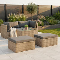 LOUNGEGARNITUR 12-teilig   88/65/68 cm Aluminium  - Dunkelgrau/Grau, KONVENTIONELL, Glas/Kunststoff (88/65/68cm) - Gardenson