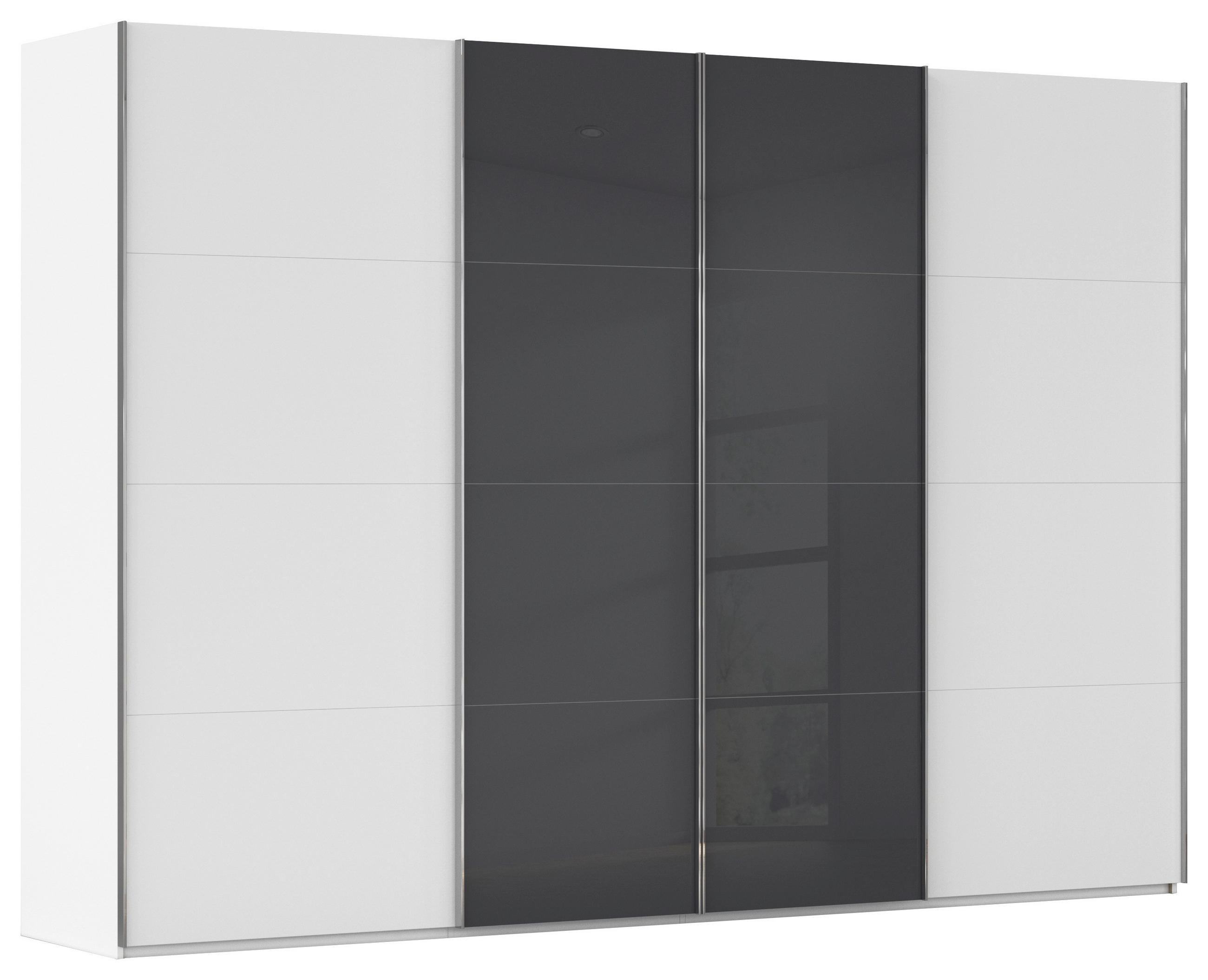 SCHWEBETÜRENSCHRANK 316/223/68 cm 4-türig Schwarz, Weiß  - Chromfarben/Schwarz, KONVENTIONELL, Glas/Holzwerkstoff (316/223/68cm) - Novel