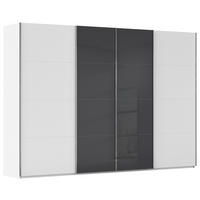 SCHWEBETÜRENSCHRANK 316/235/68 cm 4-türig Schwarz, Weiß  - Chromfarben/Schwarz, KONVENTIONELL, Glas/Holzwerkstoff (316/235/68cm) - Novel