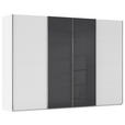 SCHWEBETÜRENSCHRANK 316/235/68 cm 4-türig Schwarz, Weiß  - Chromfarben/Schwarz, KONVENTIONELL, Glas/Holzwerkstoff (316/235/68cm) - Novel