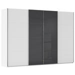 SCHWEBETÜRENSCHRANK 316/235/68 cm 4-türig Schwarz, Weiß  - Chromfarben/Schwarz, KONVENTIONELL, Glas/Holzwerkstoff (316/235/68cm) - Novel