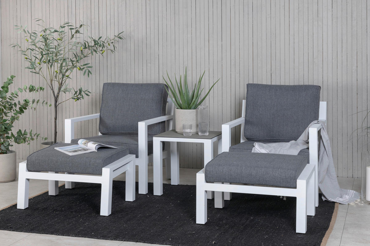 LOUNGEGRUPP 5 delar  - vit/grå, Basics, metall/textil