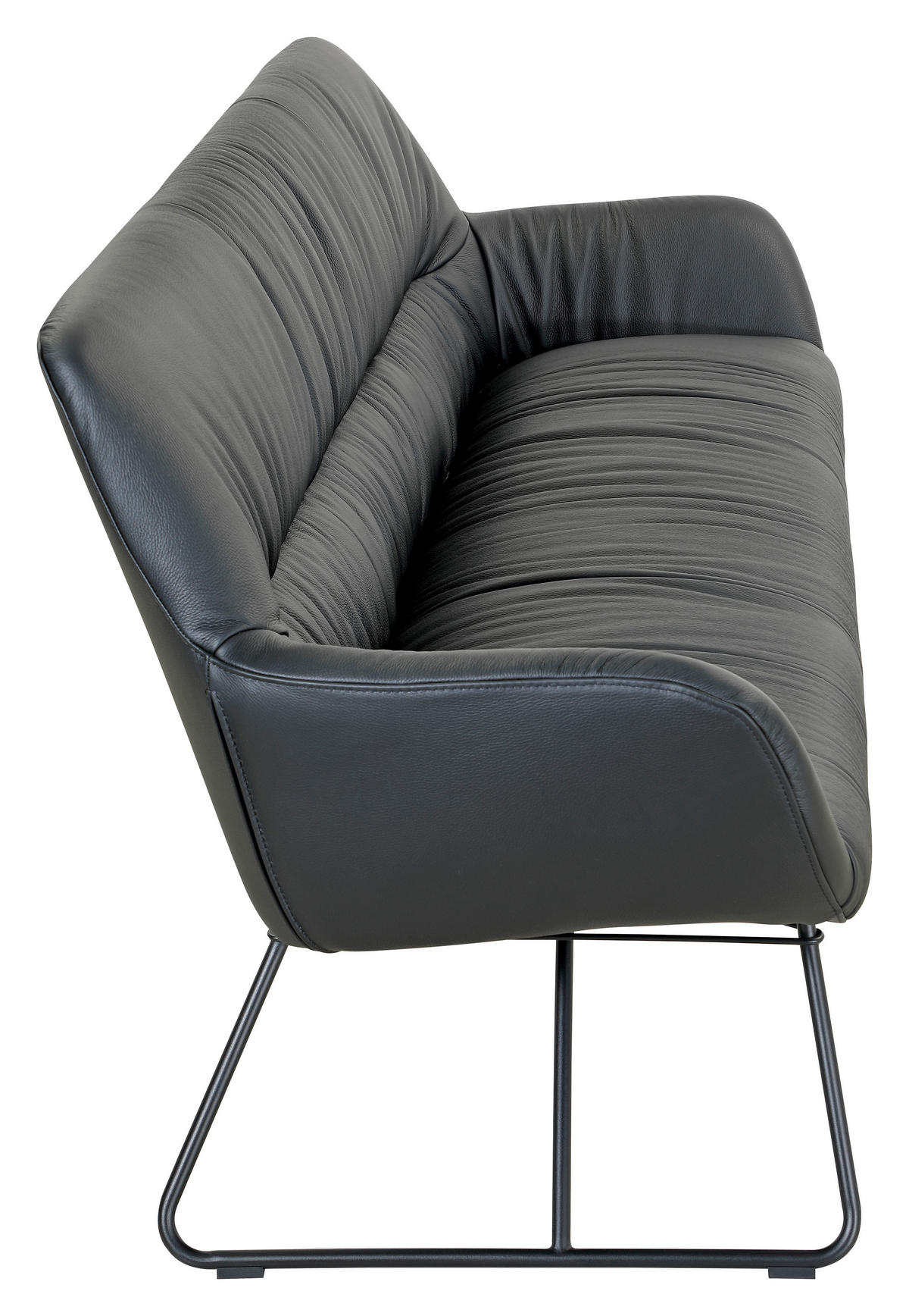 SITZBANK 201,5/87/67,5 cm Echtleder Schwarz  - Schwarz, Design, Leder/Metall (201,5/87/67,5cm) - Dieter Knoll