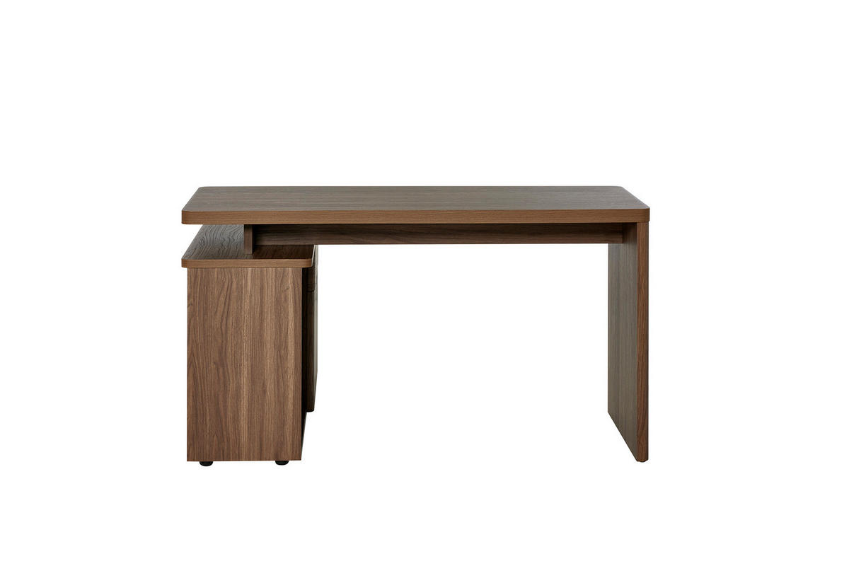 ECKSCHREIBTISCH 140/117,5/77 cm Walnussfarben Stauraum, seitenverkehrt montierbar  - Walnussfarben, KONVENTIONELL, Holzwerkstoff (140/117,5/77cm) - MID.YOU