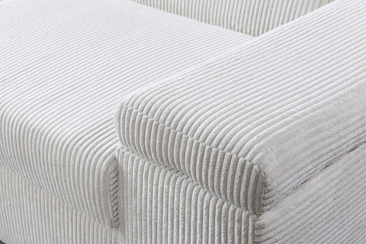 ECKSOFA LARS I Creme Cord  - Chromfarben/Creme, Design, Kunststoff/Textil (215/264cm) - Livetastic