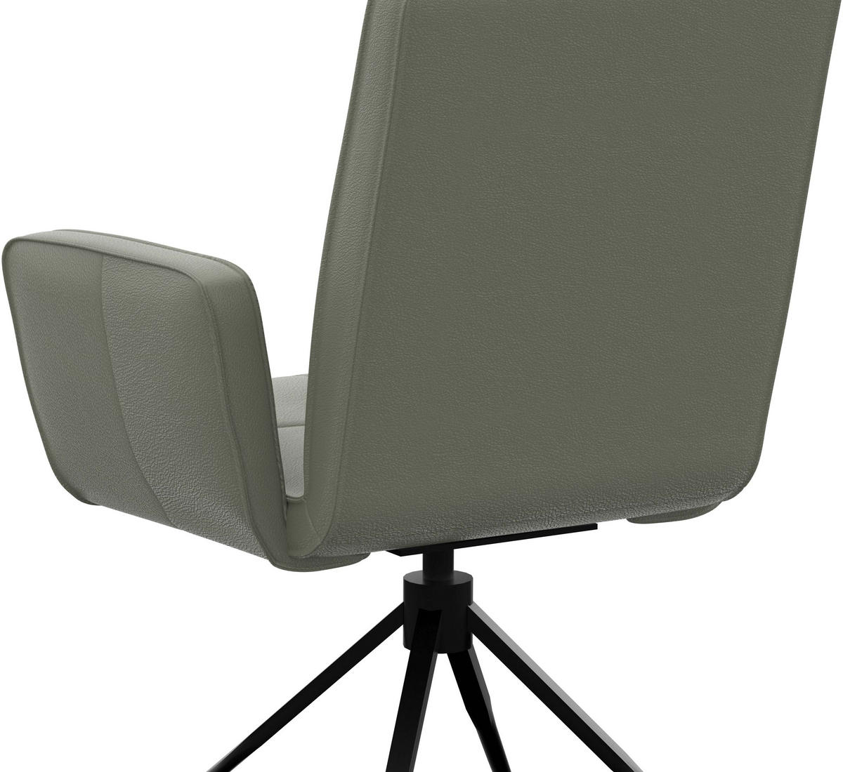 ARMLEHNSTUHL  in Stahl Echtleder pigmentiert  - Schwarz/Graugrün, Design, Leder/Metall (65/91/58cm) - Moderano