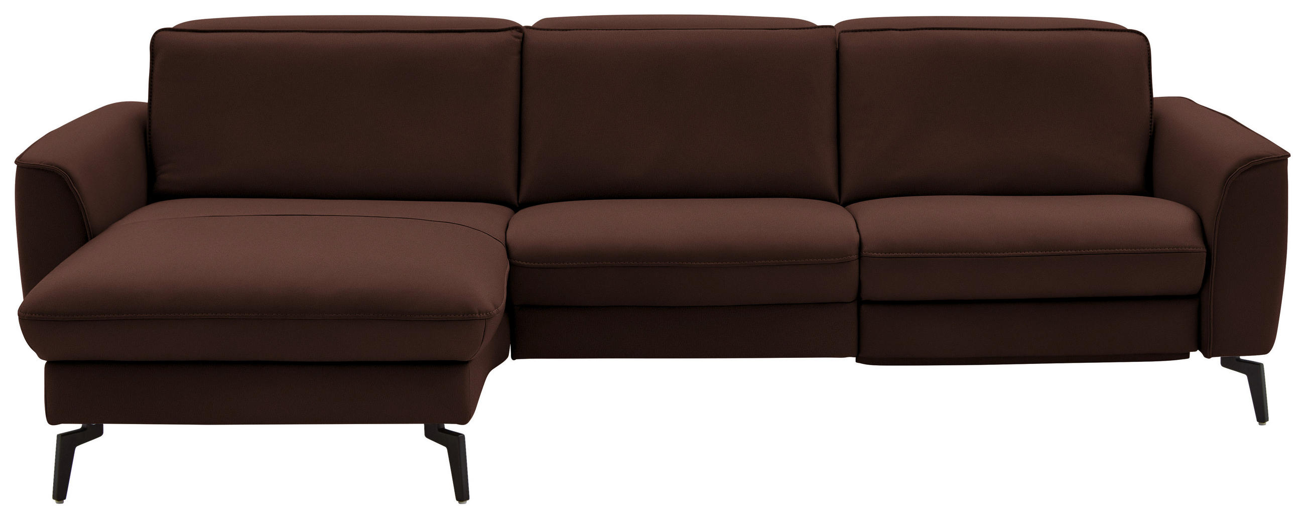 ECKSOFA in Echtleder Braun  168/281 cm  - Schwarz/Braun, Natur, Leder/Metall (168/281cm) - Valdera