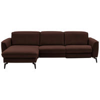 ECKSOFA in Echtleder Braun  - Schwarz/Braun, Natur, Leder/Metall (168/281cm) - Valdera