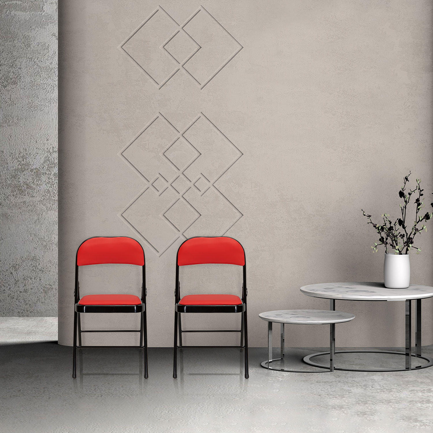 KLAPPSTUHL in Metall, Textil Rot, Schwarz  - Rot/Schwarz, Basics, Textil/Metall (44/80/49cm) - MID.YOU