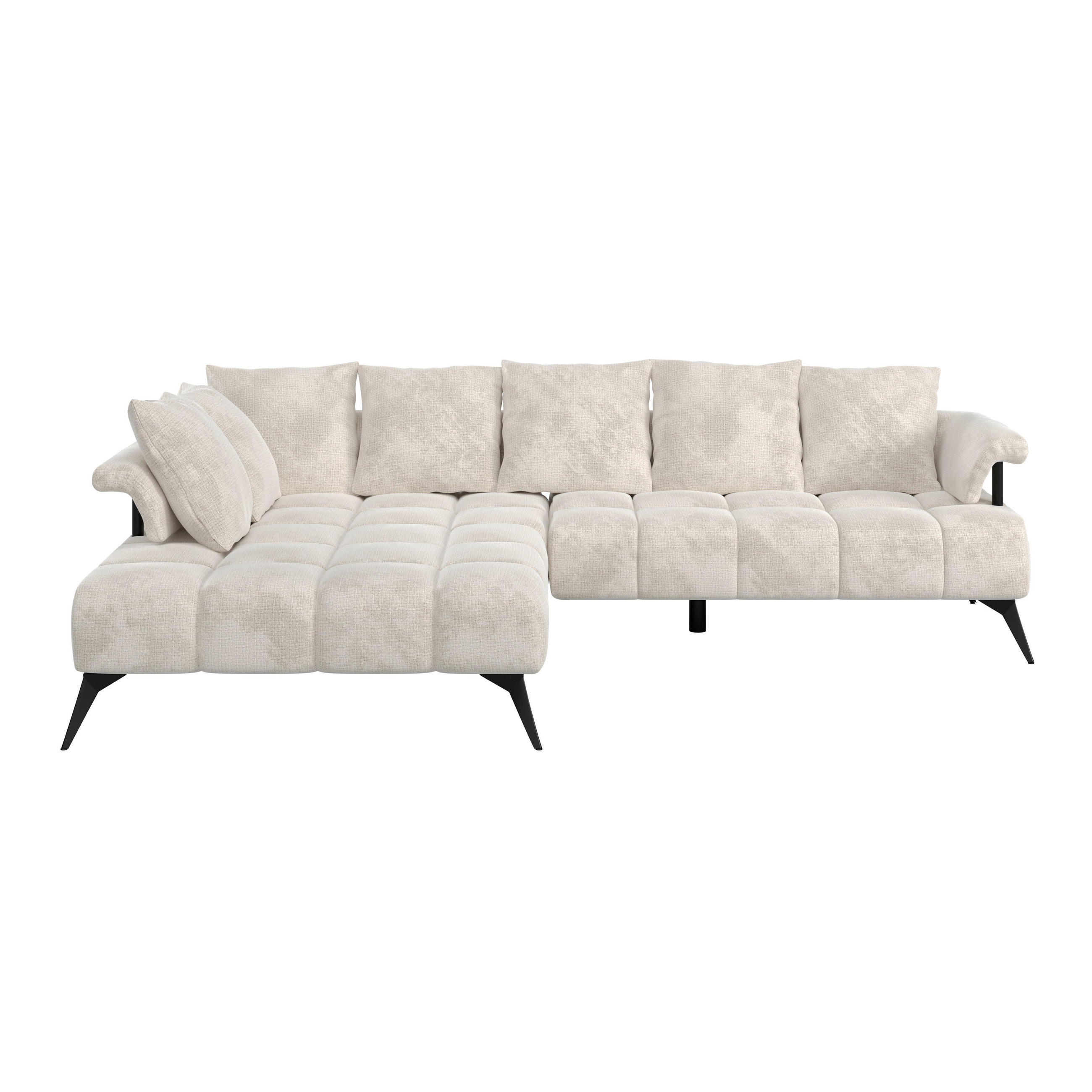ECKSOFA in Flachgewebe Beige  - Beige/Schwarz, Modern, Kunststoff/Textil (200/297cm) - Livetastic