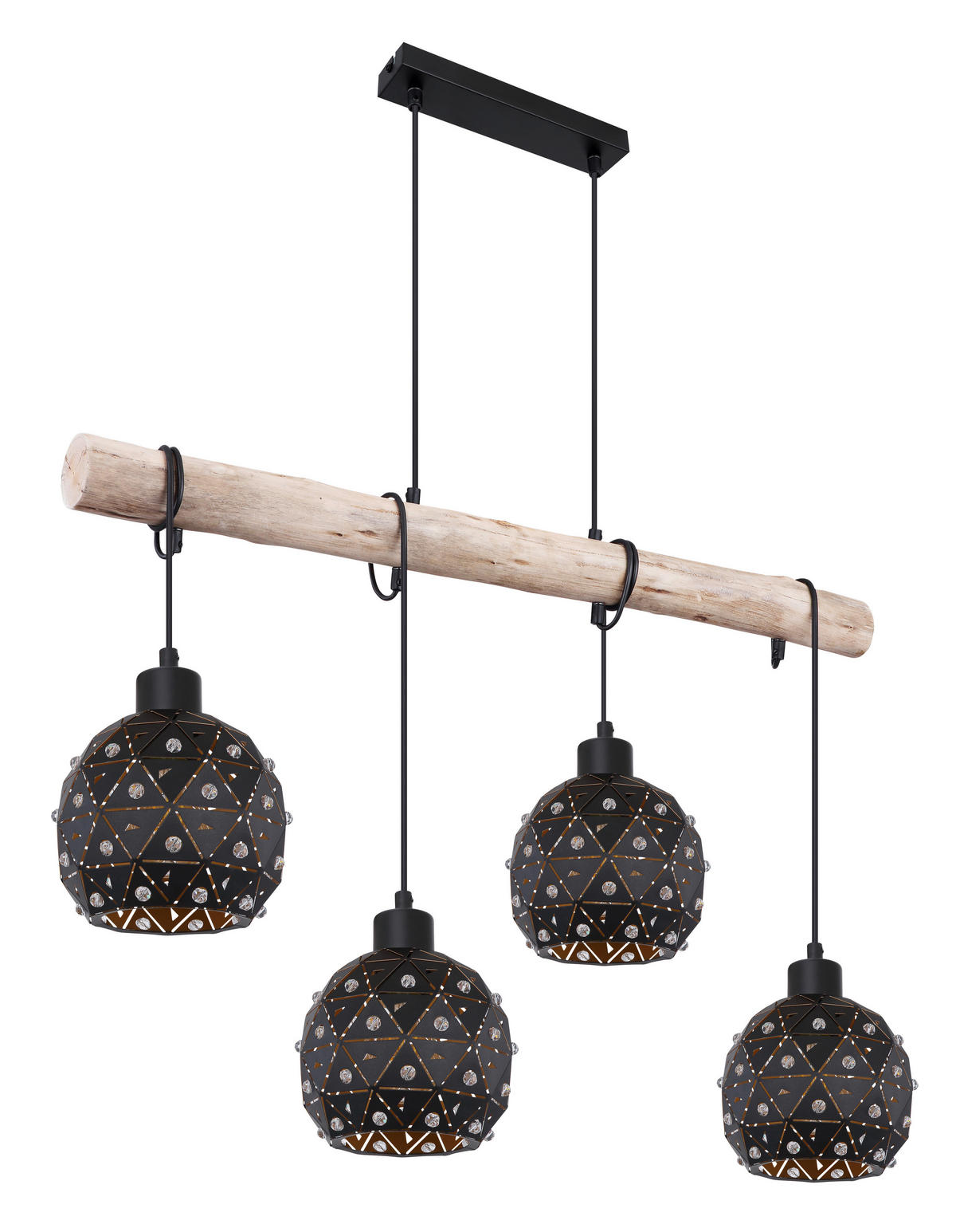 FÜGGŐLÁMPA 85/18/120 cm  - natúr színű/fekete, Basics, üveg/fa (85/18/120cm) - Globo