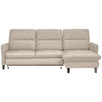 ECKSOFA Beige Plüsch  - Beige/Schwarz, KONVENTIONELL, Textil/Metall (254/190cm) - Livetastic