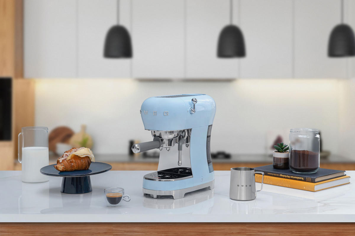 ESPRESSOMASCHINE 50´s Style  - Pastellblau, Design, Kunststoff/Metall (14,9/33/32,9cm) - SMEG