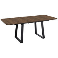 ESSTISCH Schwarz, Nussbaumfarben rechteckig  ausziehbar, in verschiedenen Größen erhältlich, in verschiedenen Holzdekoren erhältlich  - Nussbaumfarben/Schwarz, Basics, Holzwerkstoff/Metall (200-250/95/76cm) - Celina Home