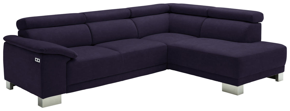 ECKSOFA in Mikrofaser Schwarz  - Chromfarben/Schwarz, Design, Holz/Textil (270/205cm) - Pure Home Lifestyle