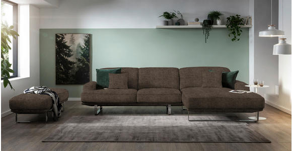 ECKSOFA Mokka Webstoff  - Mokka, Design, Textil/Metall (304/184cm) - Dieter Knoll