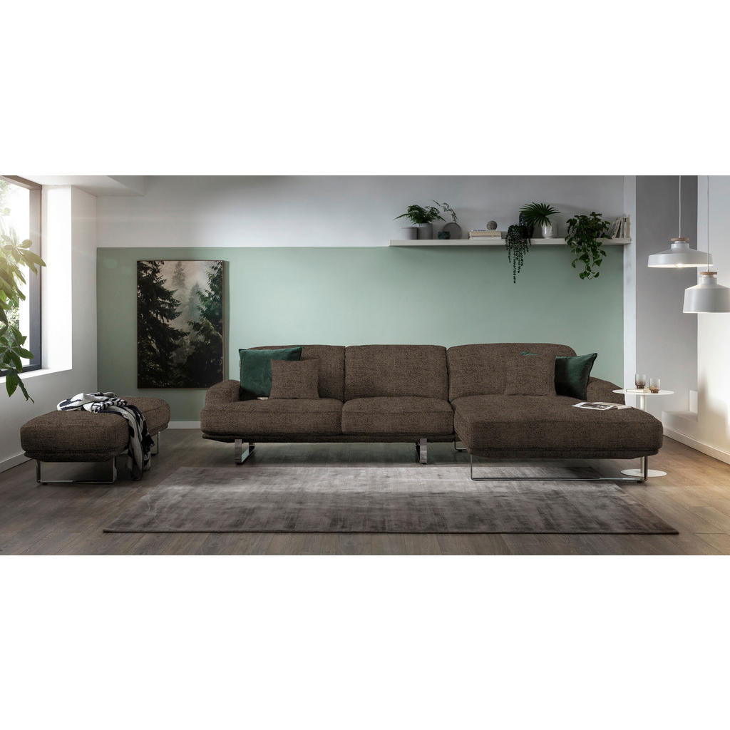 Thumbnail - Dieter Knoll Ecksofa Lesina, Mokka, Textil, 3-Sitzer, Ottomane rechts, L-Form, 304x184 cm, Goldenes M, Typenauswahl, Fuß...