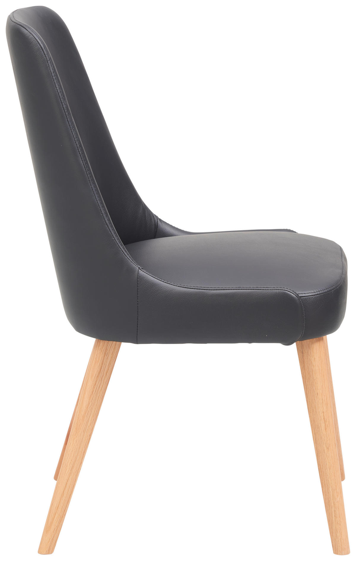 STUHL  in Echtleder pigmentiert Holz, Leder  - Schwarz, KONVENTIONELL, Leder/Holz (56/91/62cm) - Livetastic
