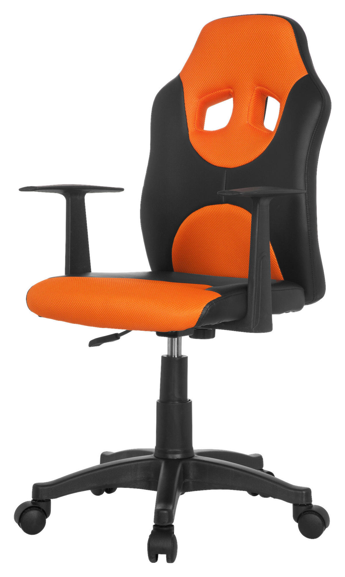 OTOČNÁ ŽIDLE PRO MLÁDEŽ, oranžová, černá - oranžová/černá, Basics, plast (54/90-100/48cm) - MID.YOU