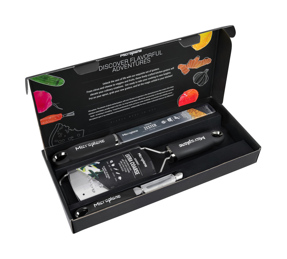 SET KUHINJSKIH PRIPOMOČKOV  Gourmet                   - barve nerjavečega jekla/črna, Basics, kovina/umetna masa - MICROPLANE