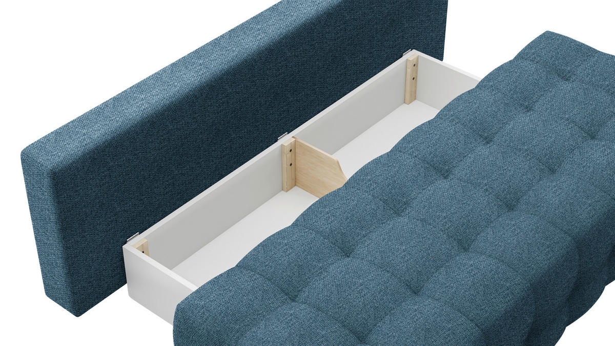 SCHLAFSOFA Struktur Blau  - Blau/Schwarz, KONVENTIONELL, Kunststoff/Textil (209/96/100cm) - Stylife