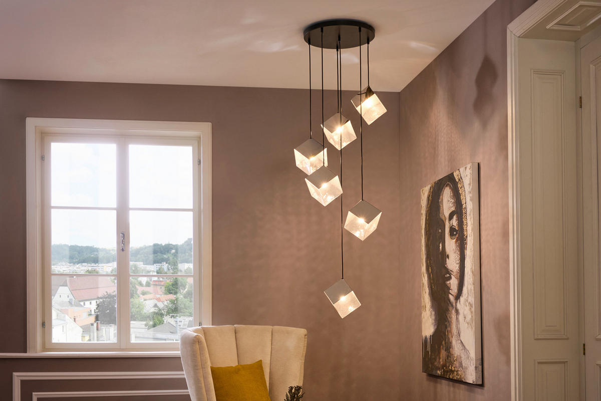 HÄNGELEUCHTE 40/150 cm  - Klar/Chromfarben, Design, Glas/Metall (40/150cm) - Dieter Knoll