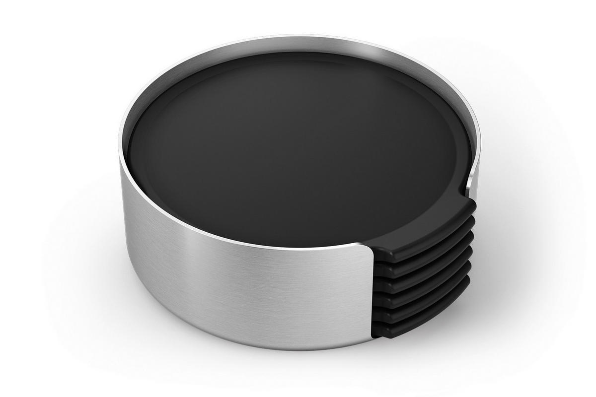 SET PODSTAVKOV ZA KOZARCE - barve nerjavečega jekla/črna, Basics, kovina (9,4/3,7cm) - Zack
